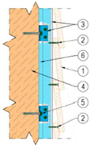 Diagram of a wall with screws and bolts  Description automatically generated